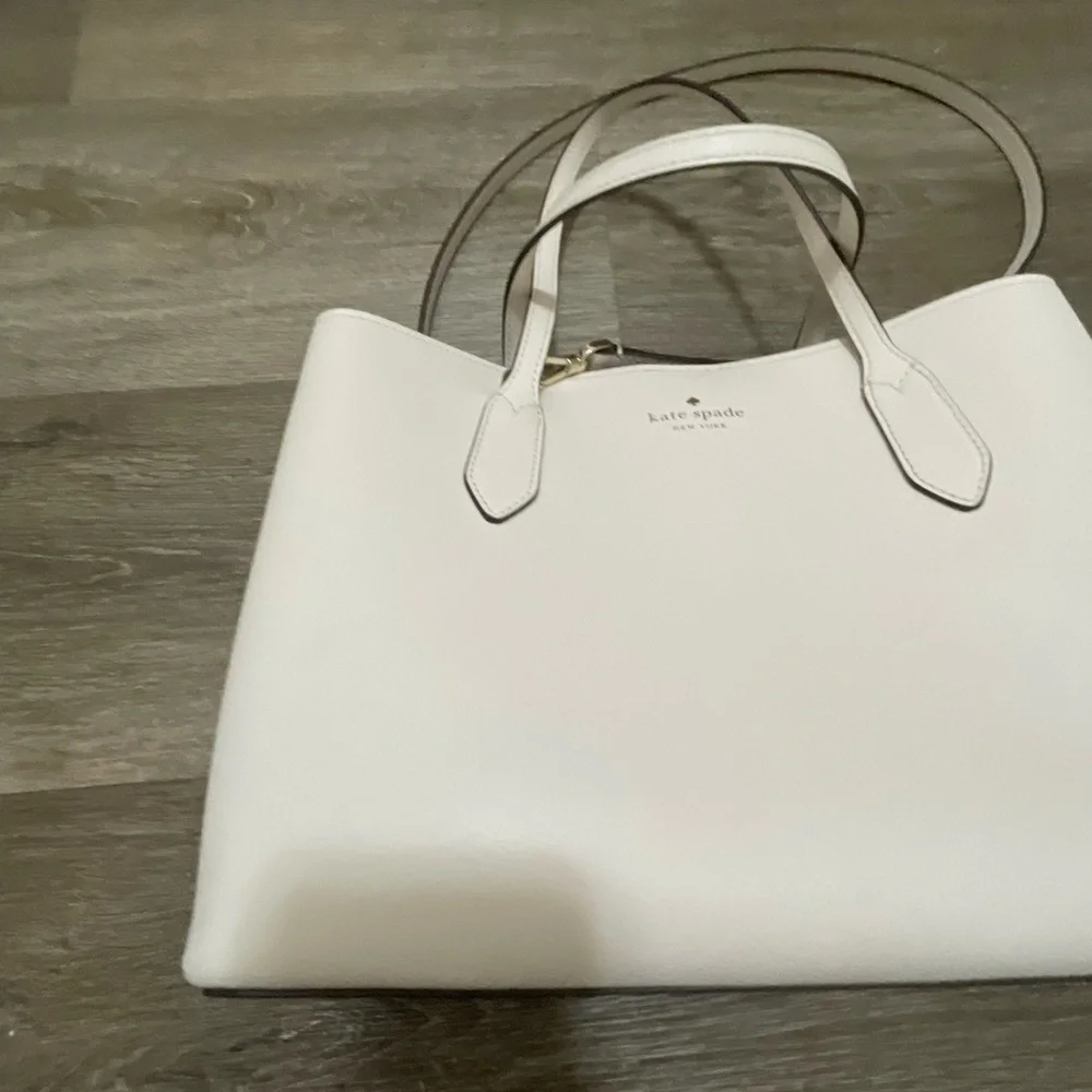 Kate Spade Harper Cream White Satchel with crossbody strap